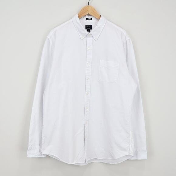 NWT J.Crew Factory Men's Tall Classic Fit Flex Oxford Shirt White Size XL-T - Picture 2 of 11
